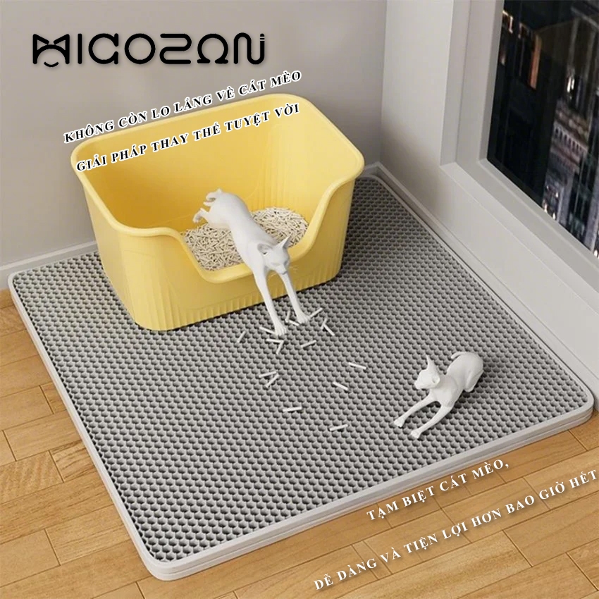 Thảm Hứng Cát Mèo MICOSON  Miếng Lót Nằm Cho Thú Cưng Kích Thước Lớn Chống Văng Cát, Dễ Vệ Sinh, Tiện Lợi