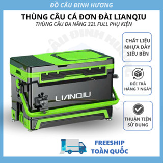 Thùng Câu Cá Đơn Đài LIANQIU Thùng Câu Đa Năng Thể tích 32L Và Đầy Đủ Phụ Kiện