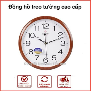 Đồng hồ treo tường kashi kim trôi siêu tĩnh màu vân gỗ mặt số la tinh