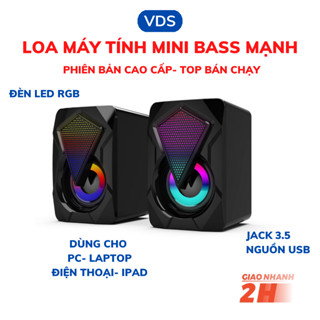 Loa máy tính mini để bàn cho laptop, cây pc loa vi tính led bass mạnh giá rẻ VDS shop