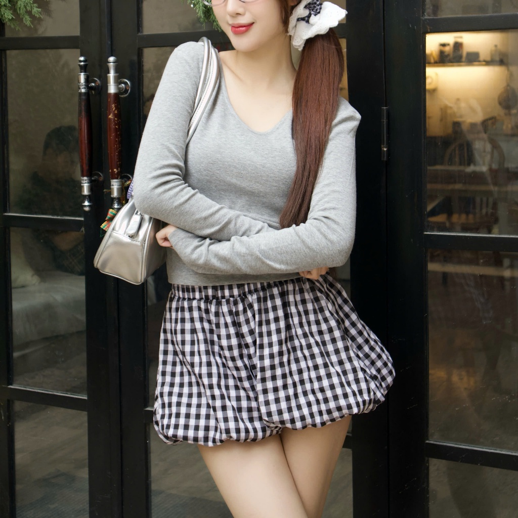 Quần đùi nữ Choobe bí ngô kẻ caro short cạp chun dáng phồng có lớp lót lưng thun co giãn tốt QS20 | BigBuy360 - bigbuy360.vn