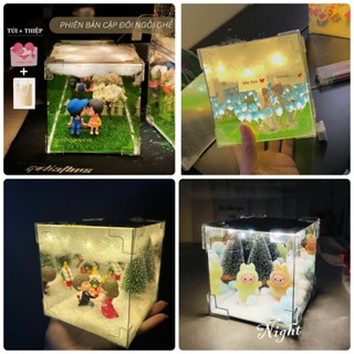 (TÚI + THIỆP) Hộp đèn mica tráng gương 2 chiều hình cặp đôi cầu hôn tặng bạn, quà tặng sinh nhật người yêu kỷ niệm