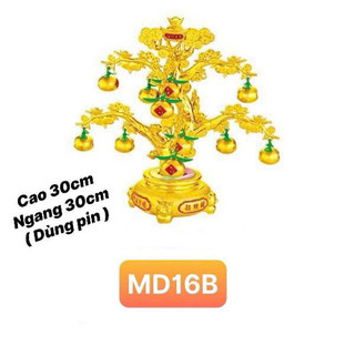 CÂY VÀNG XOAY ĐÈN MAY MẮN MD16 (XÀI PIN)