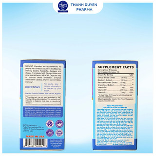 MESCAP Viên uống bổ não hổ trợ và phòng ngừa đột quỵ, giúp ổn định tim mạch và huyết áp