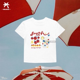  Áo thun nam nữ unisex baby tee màu trắng cotton Fresh | Holiday Vietnam 
