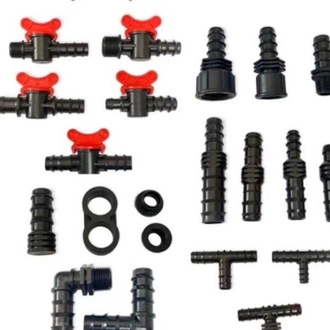 Phụ kiện ống LDPE 16 20 25 32 có nối, co, tê, van khóa, khởi thủy, cuối ống, bít ống PE 16 PE 20 PE 