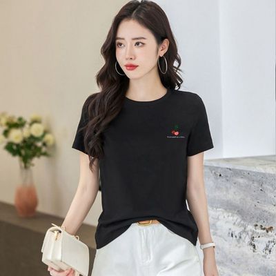 Áo phông nữ dáng vừa NA01 in hình "Qủa Cherry" chất liệu thun cotton Loza VT8226