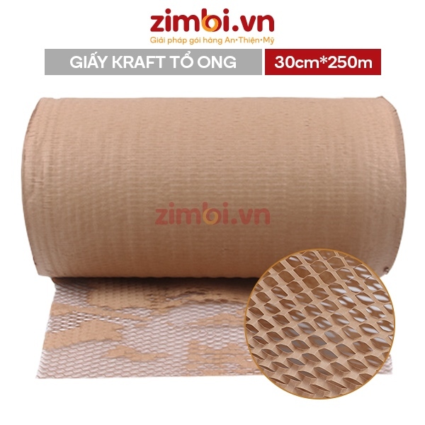  Giấy tổ ong gói hàng Zimbi 30cmx250m - Giấy kraft tổ ong 