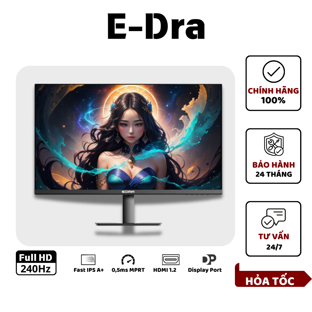 Màn hình Gaming EDRA  EGM27F240P/EGM27F180PV/ EGM24F120PV/ EGM24F100PV HDMI+DP, Fast IPS A+, 99%sRGB - Bảo Hành 24 Tháng