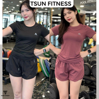 Bộ Đồ Tập Gym Nữ Co Giãn, Thoáng Khí - Áo Thun + Quần Short Thể Thao 2 Lớp Chất thun lạnh Quảng Châu Tsun