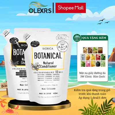 Cặp Gội Xả Ngăn Ngừa Tóc Gãy Rụng Biorica Botanical Natural Chiết Xuất Táo Đen Nhật Bản 400ml/1 túi