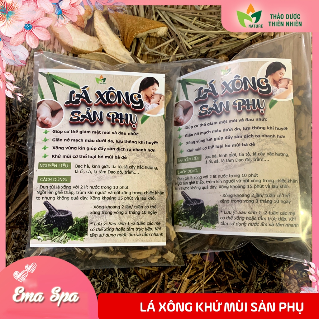 Lá Xông Phụ Sản Sau Sinh - Khử mùi hôi bà bầu, giữ ấm cơ thể, hơn 12 loại thảo dược [HOT]