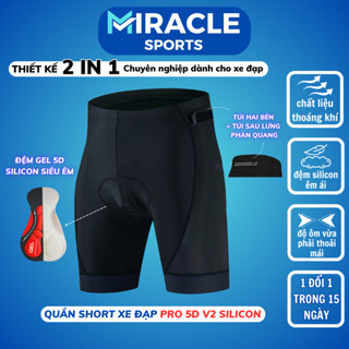 Quần đạp xe đường trường đệm mông Gel Pro 5D Silicon 2024 nam có túi MIRACLE SPORTS Quần short nam nữ đạp xe đạp leo núi