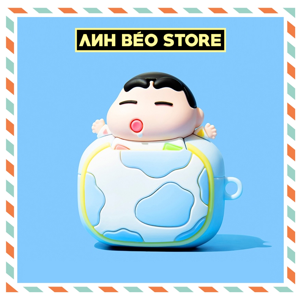 Vỏ Ốp Airpod 2 3 Pro Pro 2 Bé Shin Mặc Bỉm kèm móc khóa, Case Airpods Shin cute