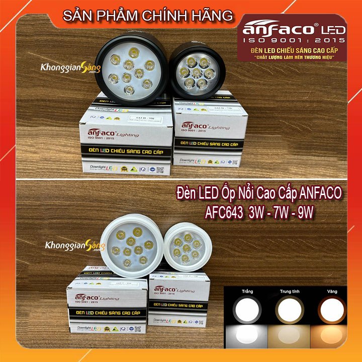 [CHÍNH HÃNG] ĐÈN LED ỐP NỔI CAO CẤP ANFACO AFC643 3W - 7W - 9W THÂN TRẮNG - ĐEN