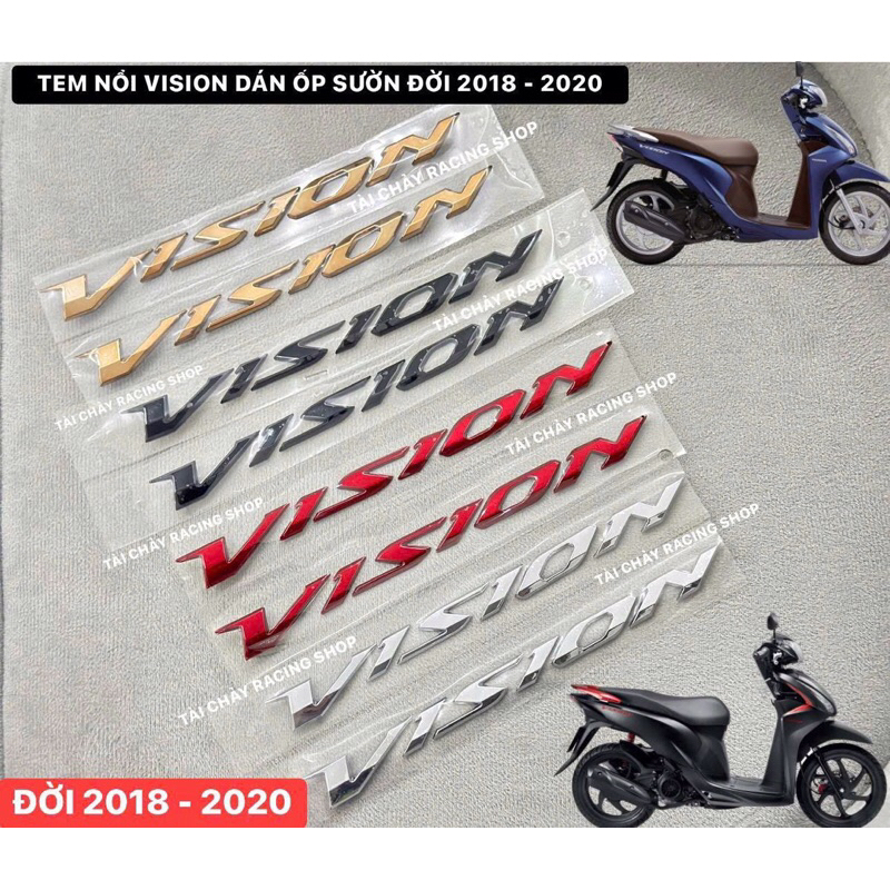 [ 1 CẶP ] TEM NỔI VISION ĐỜI 2015 - 2020 DÁN ỐP SƯỜN