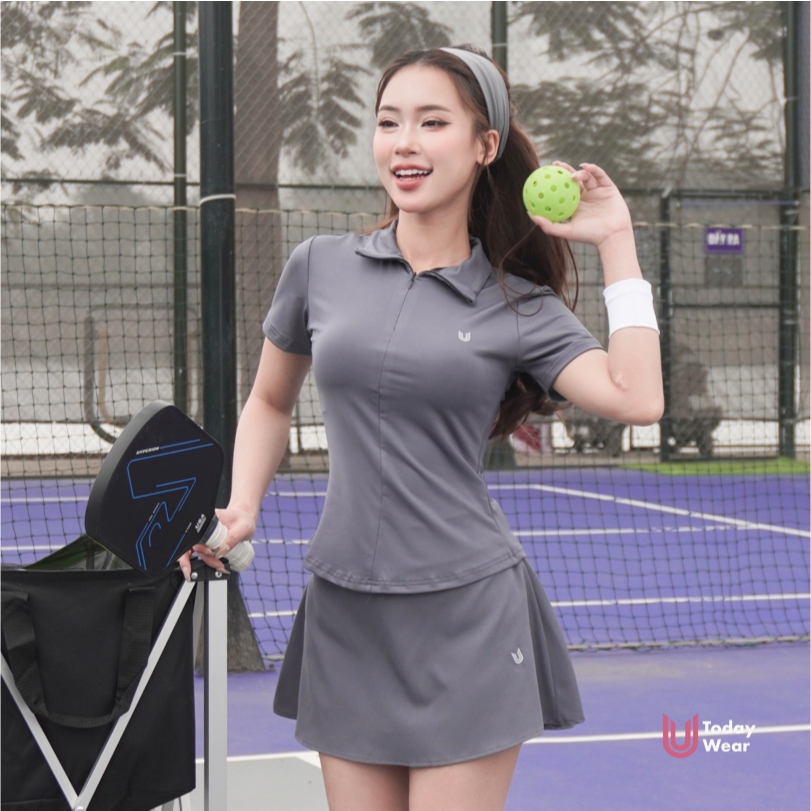 Set bộ đồ thể thao nữ pickcleball tennis áo Lia Top chân váy Lina Skirt xám Today U Wear thoáng mát có quần bảo hộ | BigBuy360 - bigbuy360.vn