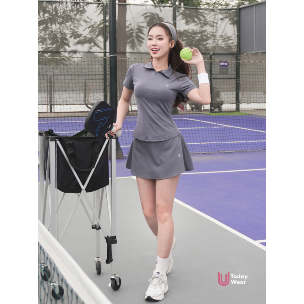 Set bộ đồ thể thao nữ pickcleball tennis áo Lia Top chân váy Lina Skirt xám Today U Wear thoáng mát có quần bảo hộ | BigBuy360 - bigbuy360.vn