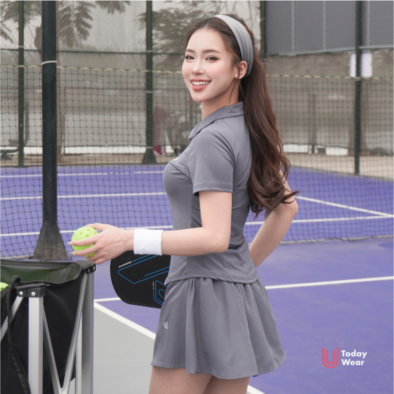 Set bộ đồ thể thao nữ pickcleball tennis áo Lia Top chân váy Lina Skirt xám Today U Wear thoáng mát có quần bảo hộ | BigBuy360 - bigbuy360.vn