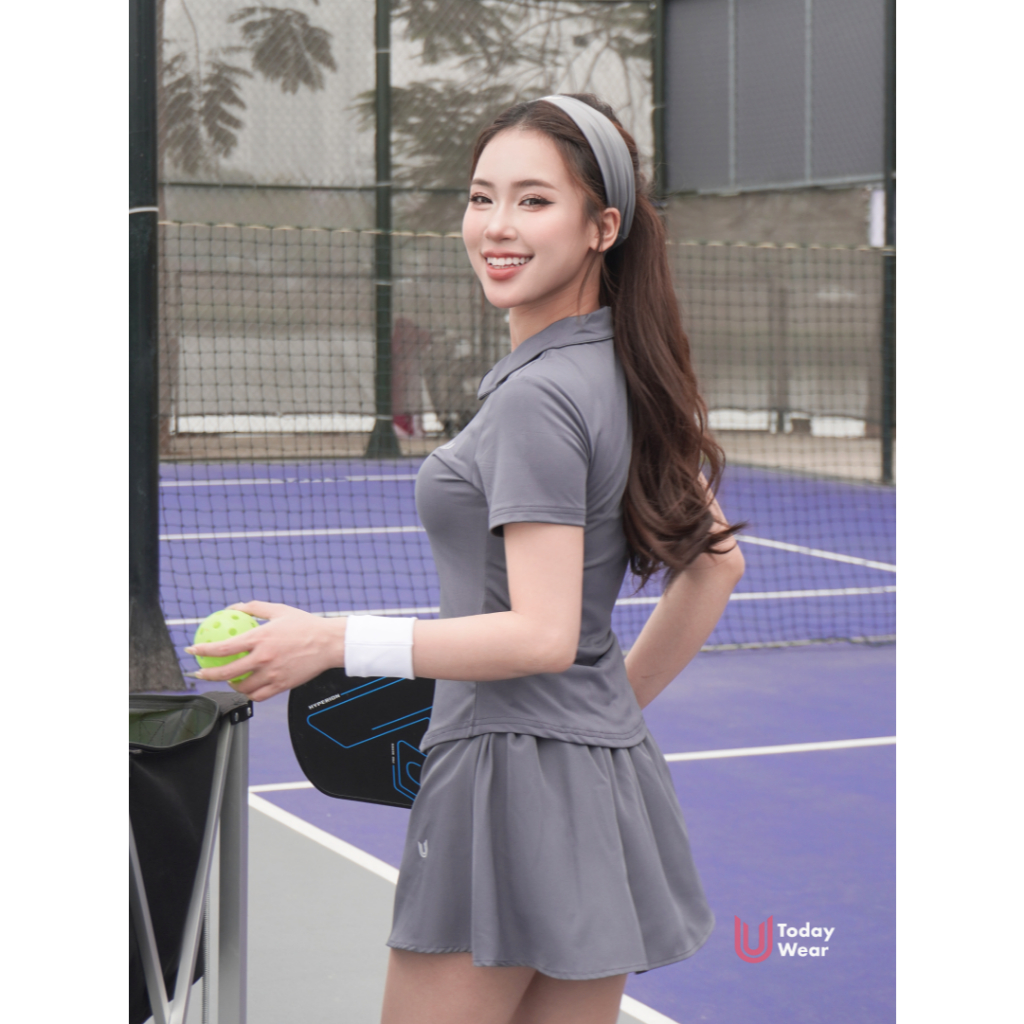 Set bộ đồ thể thao nữ pickcleball tennis áo Lia Top chân váy Lina Skirt xám Today U Wear thoáng mát có quần bảo hộ | BigBuy360 - bigbuy360.vn