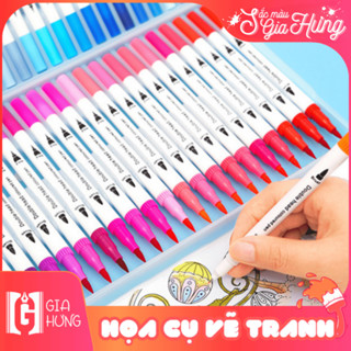 Bút Màu Brush Đánh Dấu Hai Đầu Cao Cấp - Bút Brush Markers Gia Hưng Highlighter Vẽ Tranh, Đề Cương