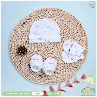 Phụ kiện cho bé sơ sinh - Bao Tay Bao Chân, Mũ, yếm Luxry dễ thương từ chất vải sợi tre cao cấp