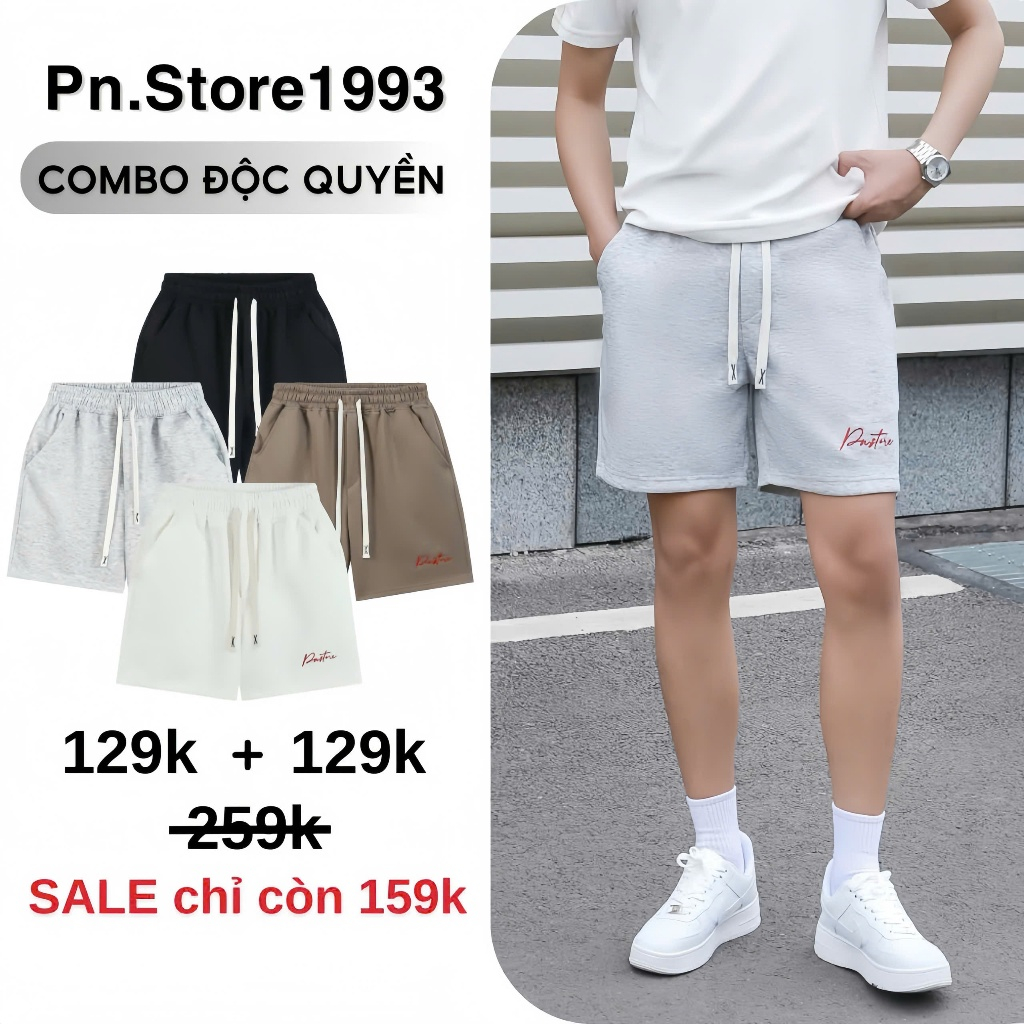 Combo 2 Quần Short Nam Thêu Chữ PN.Store - Chất Nỉ 2 Da, Dáng Trên Gối, Không Bai Xù Co Gian Tốt QS12 | BigBuy360 - bigbuy360.vn