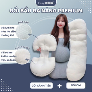 Gối Bầu Đa Năng Easy MOM Premium 2in1 Tích Hợp Gối Cánh Tiên Và Gối Ôm Cho Bà Bầu Giảm Đau Lưng Hỗ Trợ Giấc Ngủ