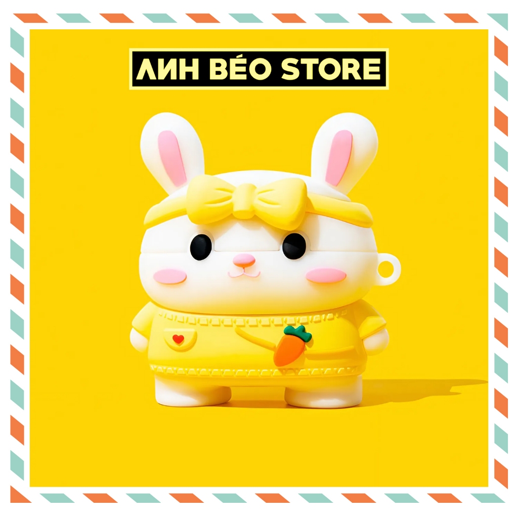 Vỏ Ốp Airpod 2 3 Pro Pro 2 Thỏ Rabbit kèm móc khóa, Case Airpods Rabbit Silicon