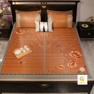 Chiếu trúc tăm vân gỗ in hoa - Họa Tiết Ngẫu Nhiên Đủ Kích Thước