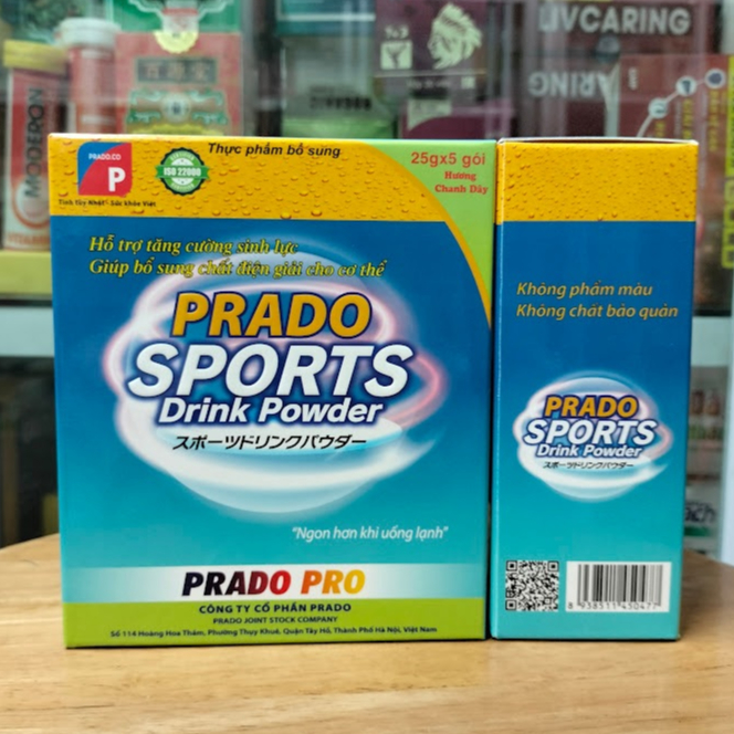 Prado Sport bột bù nước, điện giải hộp 5 gói x25g vị CHANH DÂY