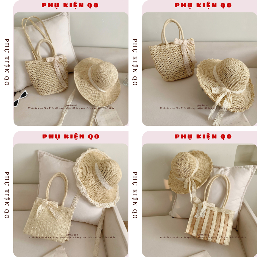 [MỞ BÁN ] Mũ cói đi biển, nón cói che nắng phong cách vintage COMBO_T12M11