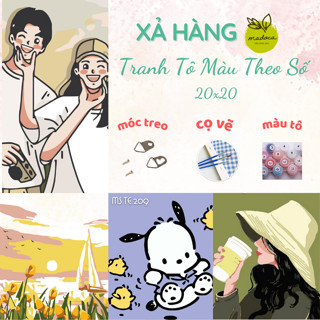   XẢ HÀNG  Tổng hợp Tranh tô màu theo số chủ đề HOẠT HÌNH CẶP ĐÔI ANIME kích thước 20x20cm 