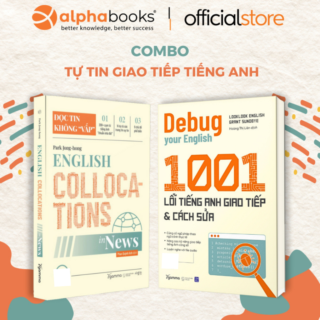 Sách - Lẻ/Combo English Collocations In News - Đọc Tin Không Vấp + Debug Your English - 1001 Lỗi Tiế