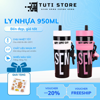  Ly uống nước Charm Hoa 950ml chất liệu PP cách nhiệt kèm ống hút cốc uống nước 