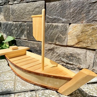 Thuyền gỗ trang trí sushi cơm cuộn dài 55cm | khay gỗ đựng sashimi cá hồi nhà hàng Nhật Bản