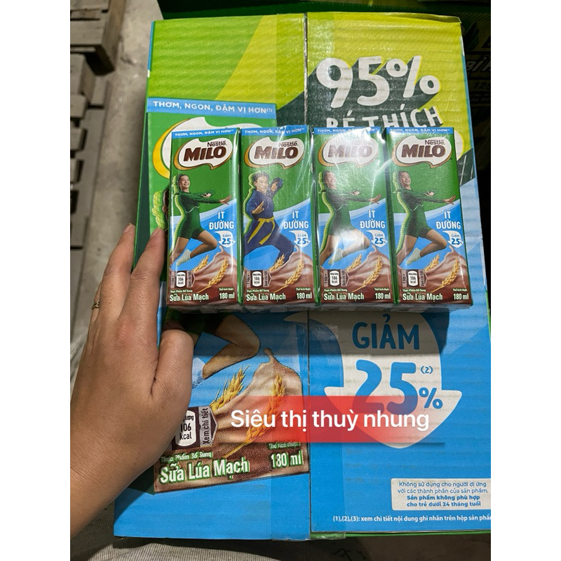 (DATE MOI) Vỉ 4 Hộp Sữa MiLo Nestle Ít Đường 180ml