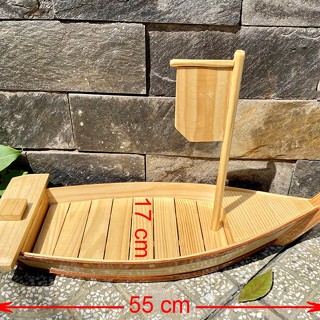 Thuyền gỗ 55cm đựng sushi | thuyền decor sashimi | khay gỗ trang trí sushi sashimi cá hồi hải sản