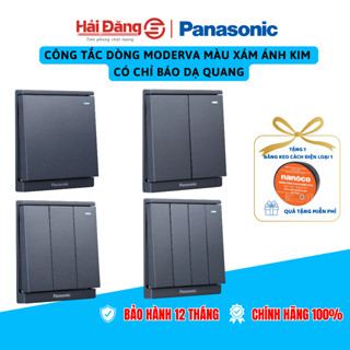 Công tắc cao cấp Panasonic dòng Moderva màu Xám Ánh Kim có Chỉ Báo Dạ Quang