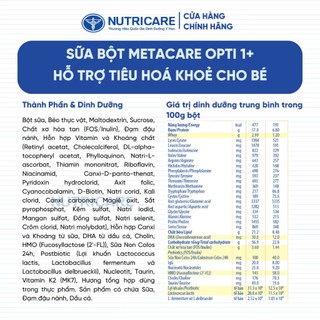 (HSD T4-2028) (Mẫu Mới) Sữa Bột Nutricare MetaCare Opti 1+ 850g (Cho Trẻ Từ 1-2 Tuổi).