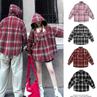 Áo Khoác Sơ Mi Nam Nữ Dạ Kẻ Flannel Caro Chống Nắng, Chất Dạ Dày Dặn Form Rộng.Mặc 4 mùa