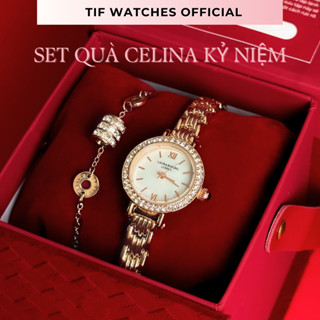 [Quà Sinh Nhật - Kỷ Niệm] Bộ trang sức đính đá cao cấp phụ kiện cho nữ Đồng hồ Vòng Tay CELINA Tif Watches Sang Trọng