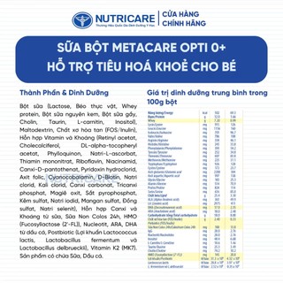 (HSD T4-2028) (Mẫu Mới) Sữa Bột Nutricare MetaCare Opti 0+ 800g (Cho Trẻ Từ 0-12 Tháng).