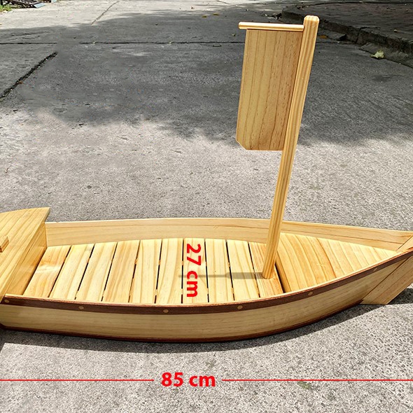 Thuyền gỗ buffet hải sản 85cm | khay thuyền trang trí sushi sashimi cơm cuộn cá hồi chuẩn Nhật Bản