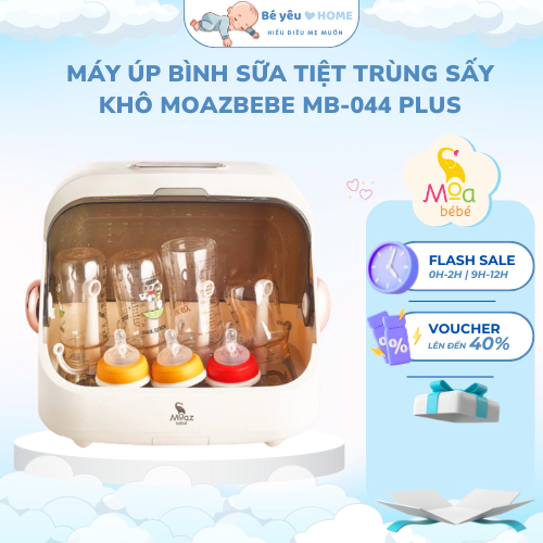 Máy tiệt trùng sấy khô UVC Moaz BéBé MB044 PLUS, bảo quản, úp bình sữa, khoang chứa 20L, bảo hành ch