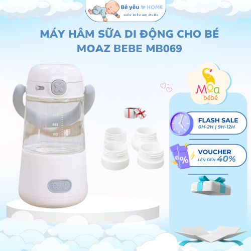 MÁY HÂM SỮA DI ĐỘNG MOAZBEBE MB069, bảo hành chính hãng 1 năm