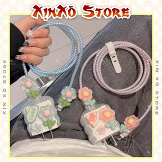  COMBO 3 Món Vỏ bọc bảo vệ Cáp sạc Cốc sạc 20W 18W của Ai-phôn STICK BÔNG HOA - XỊN XÒ Store 