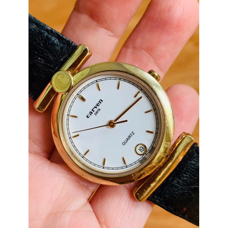 Đồng hồ Carven Thuỵ Sỹ dây da nữ tay to đeo đẹp