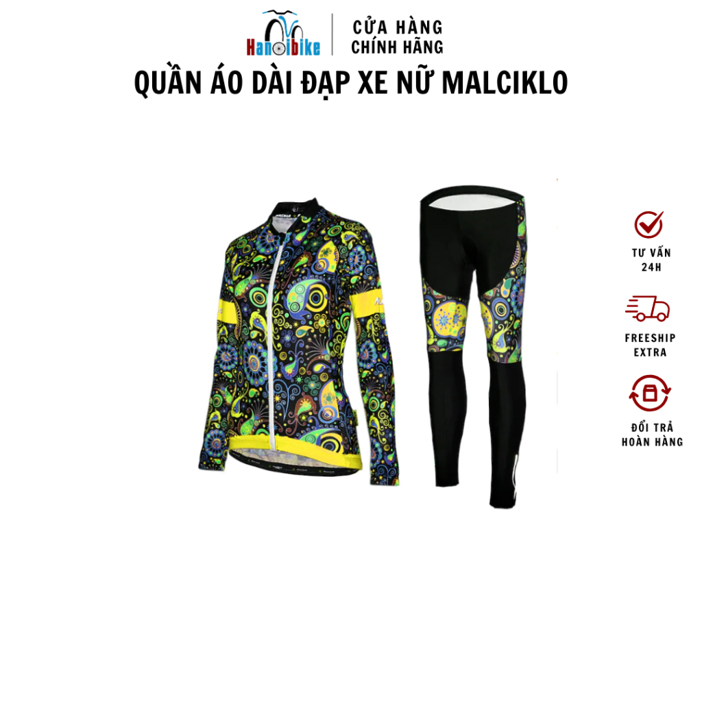 Bộ Quần áo dài đạp xe thể thao nữ Malciklo Ilpaladino/ Malciklo hoa văn