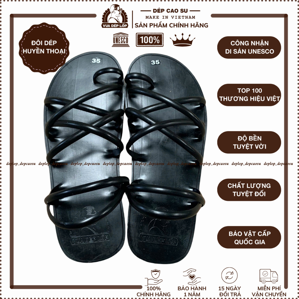Dép cao su nam 7 quai xỏ ngón, dép lốp nam nữ cao cấp lốp ô tô thời trang phong cách deplop_official
